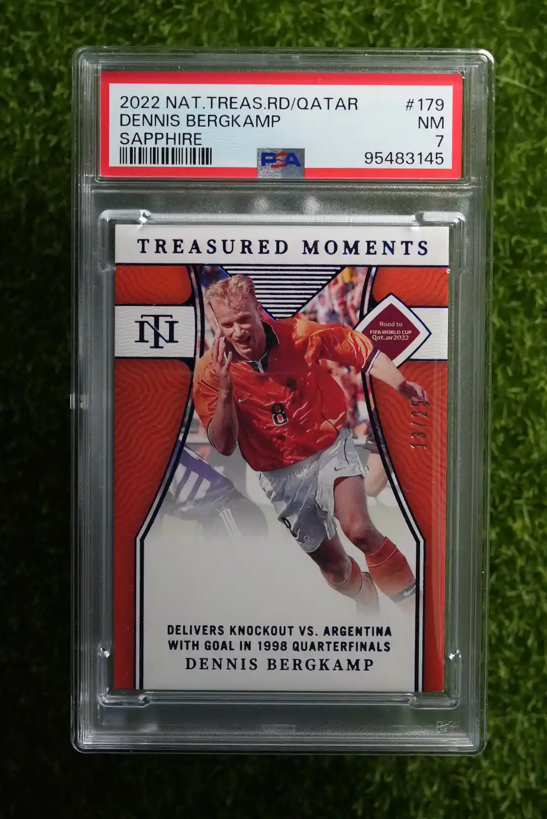 2022 Panini National Treasures Road to World Cup Dennis Bergkamp Treasured Moments Sapphire 13/25