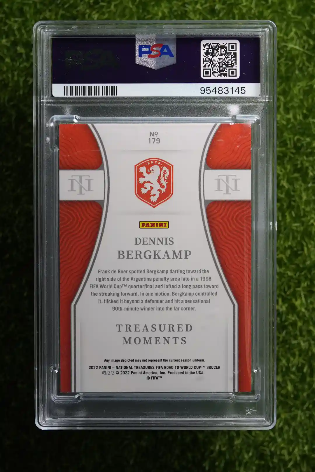 2022 Panini National Treasures Road to World Cup Dennis Bergkamp Treasured Moments Sapphire 13/25 - Image 2