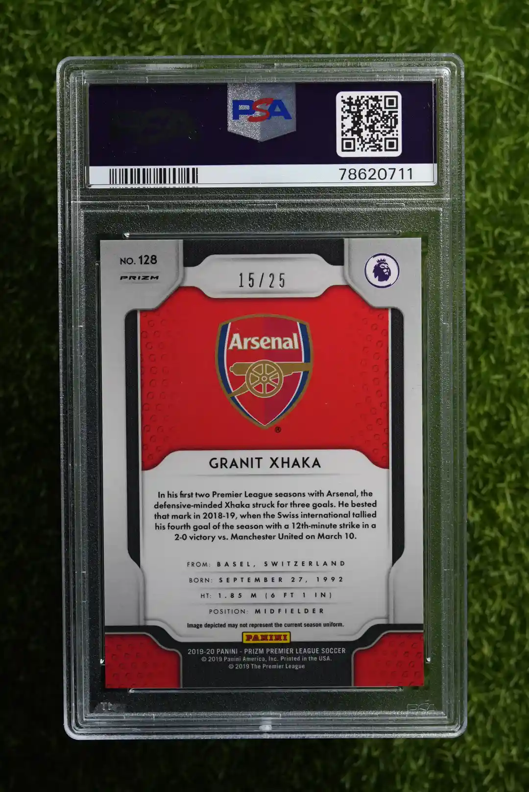 2019-20 Panini Prizm Granit Xhaka Orange Prizm 15/25 - Image 2