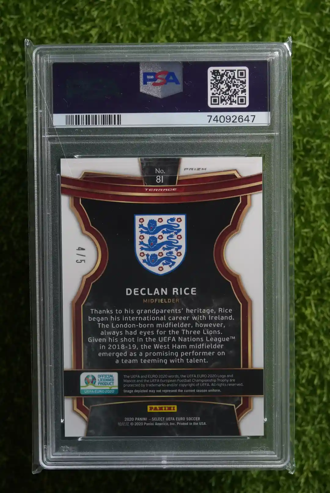 2020 Panini Select UEFA Euro Declan Rice Terrace Green Prizm 4/5 - Image 2