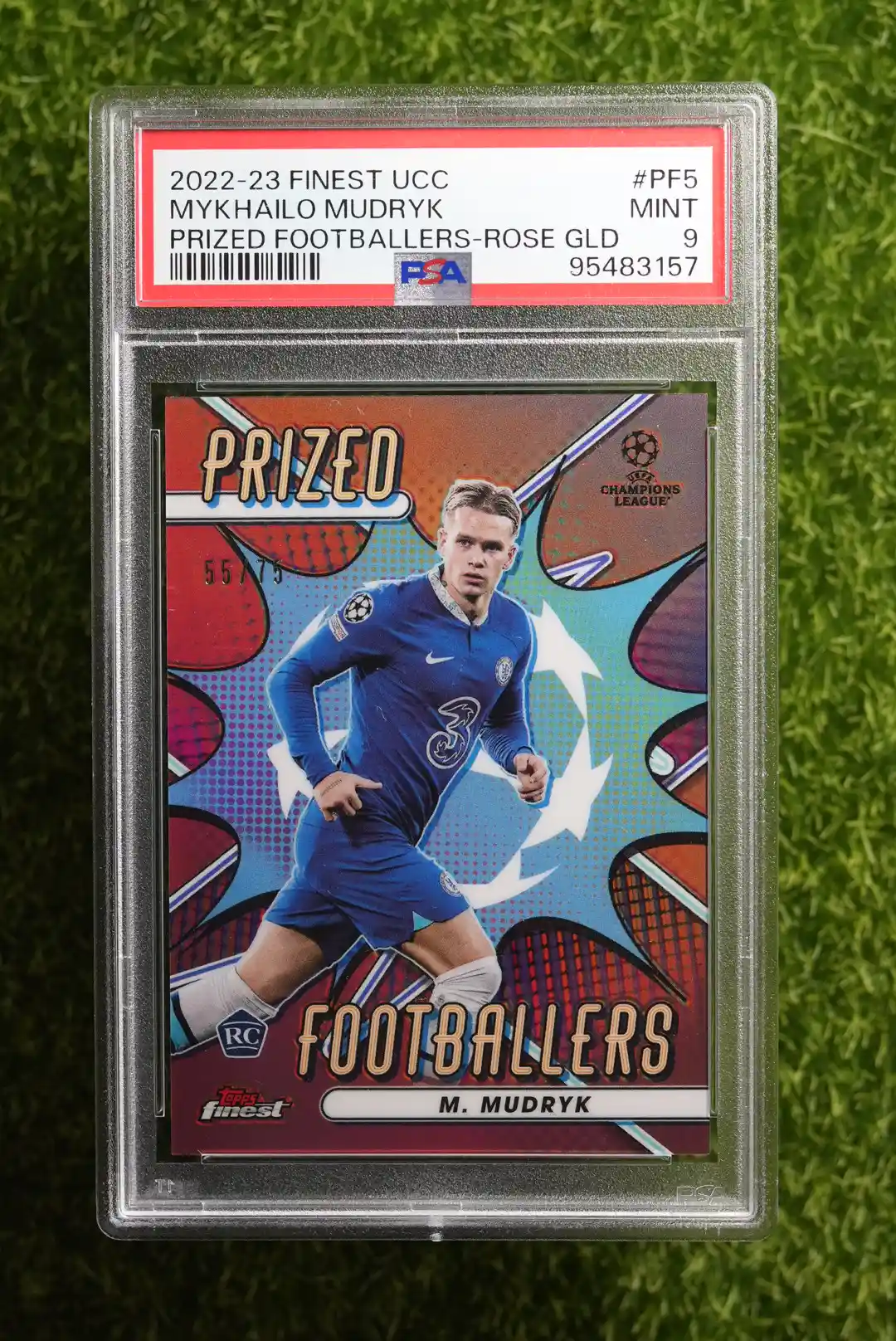 2022-23 Topps Finest UEFA Club Competitions Mykhailo Mudryk Prized Footballers Rose Gold 55/75