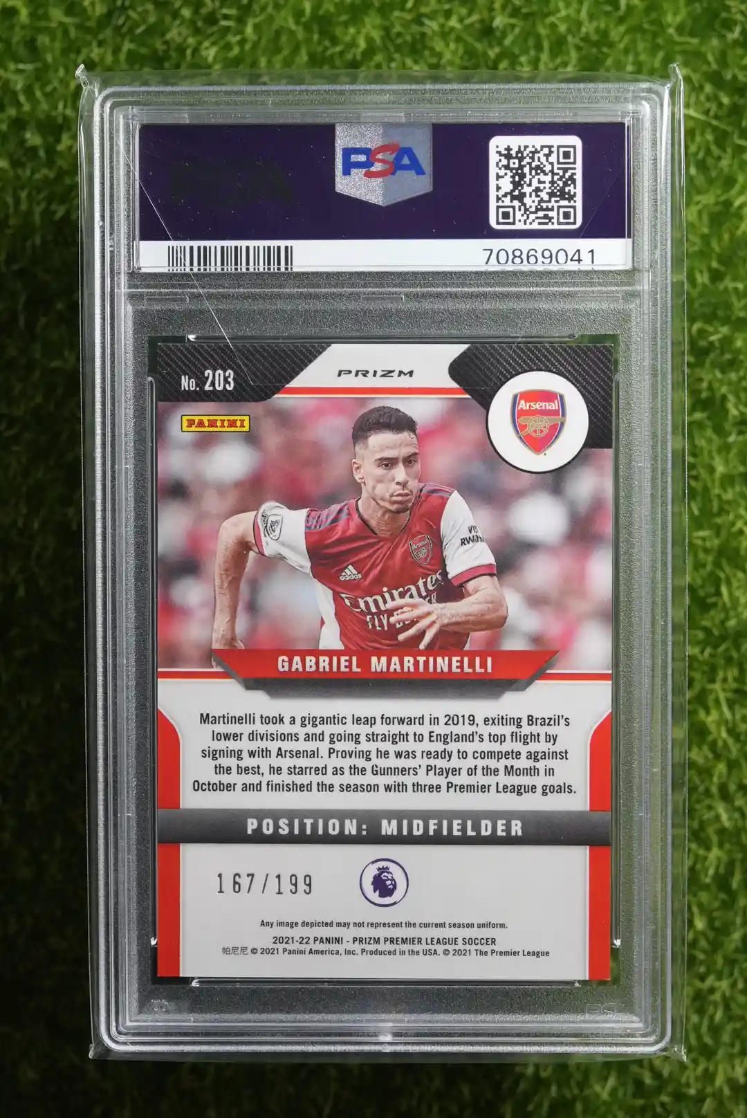 2021-22 Panini Prizm Gabriel Martinelli Red Prizm 167/199 - Image 2