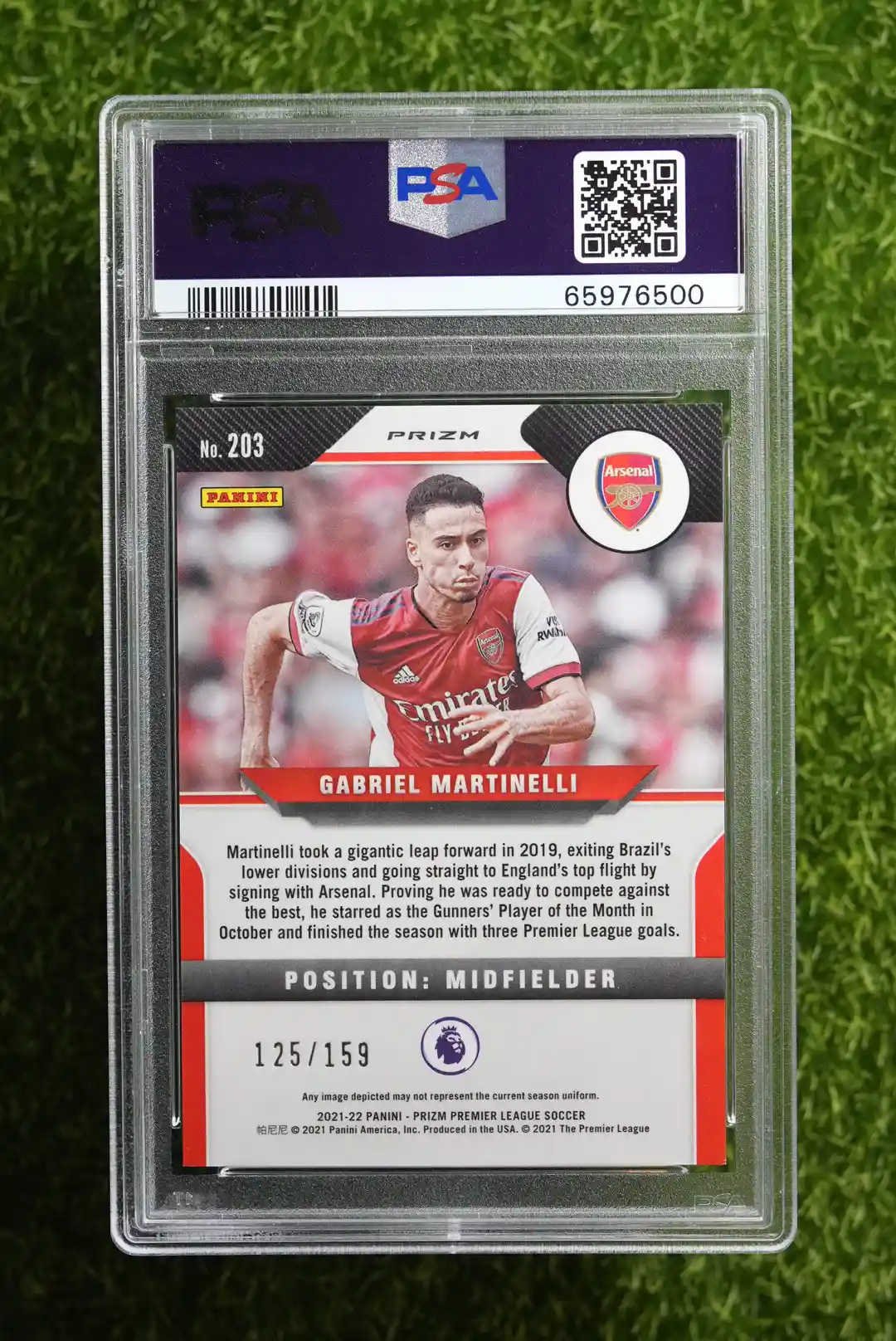 2021-22 Panini Prizm Gabriel Martinelli Red Mojo Prizm 125/159 - Image 2