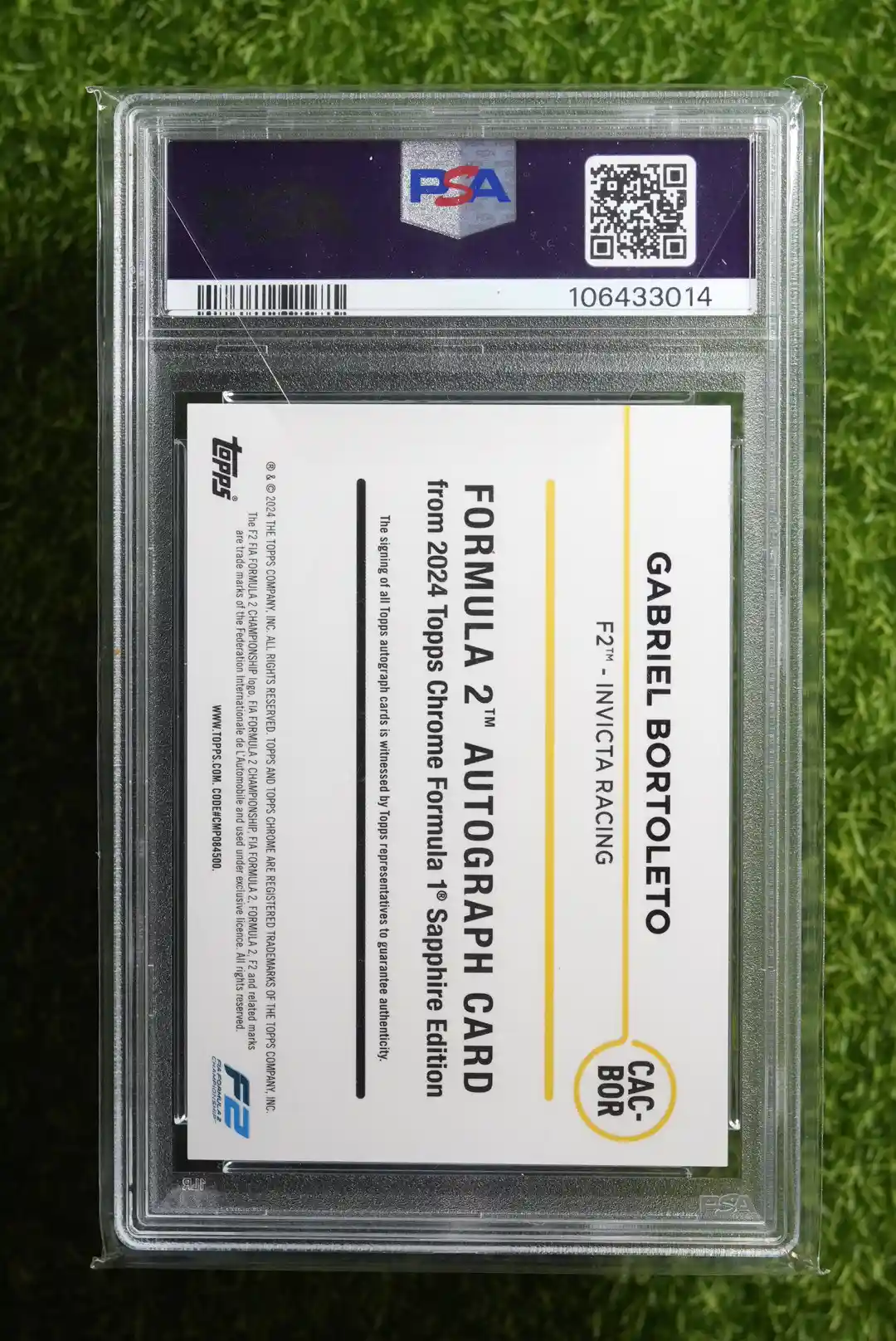2024 Topps Chrome Sapphire Edition F1 Gabriel Bortoleto Autograph - Image 2
