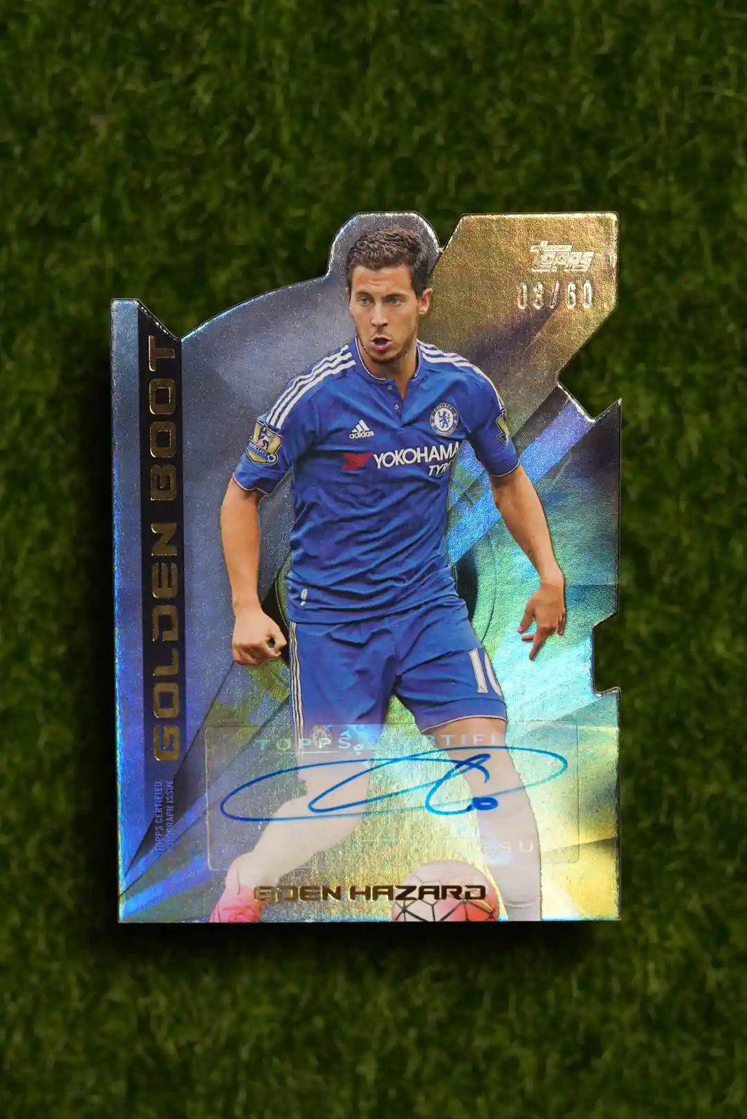 2015 Topps Premier Gold Eden Hazard Golden Boot Die-Cut Auto 08/60