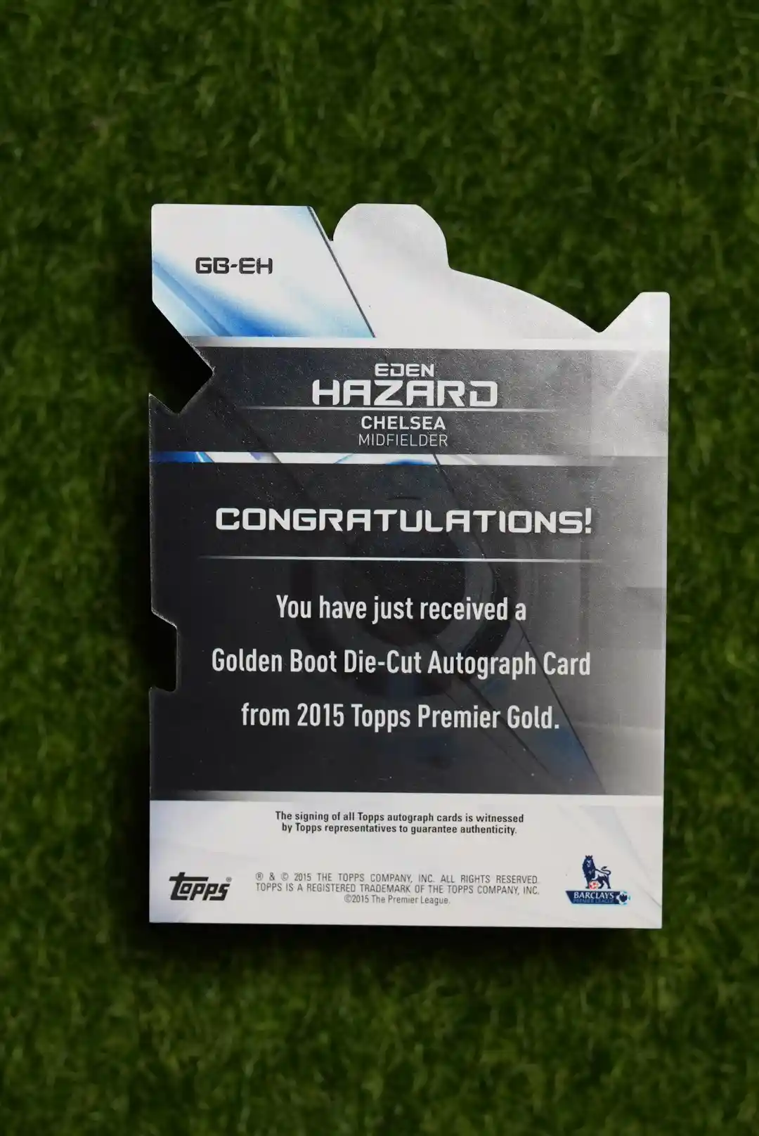 2015 Topps Premier Gold Eden Hazard Golden Boot Die-Cut Auto 08/60 - Image 2