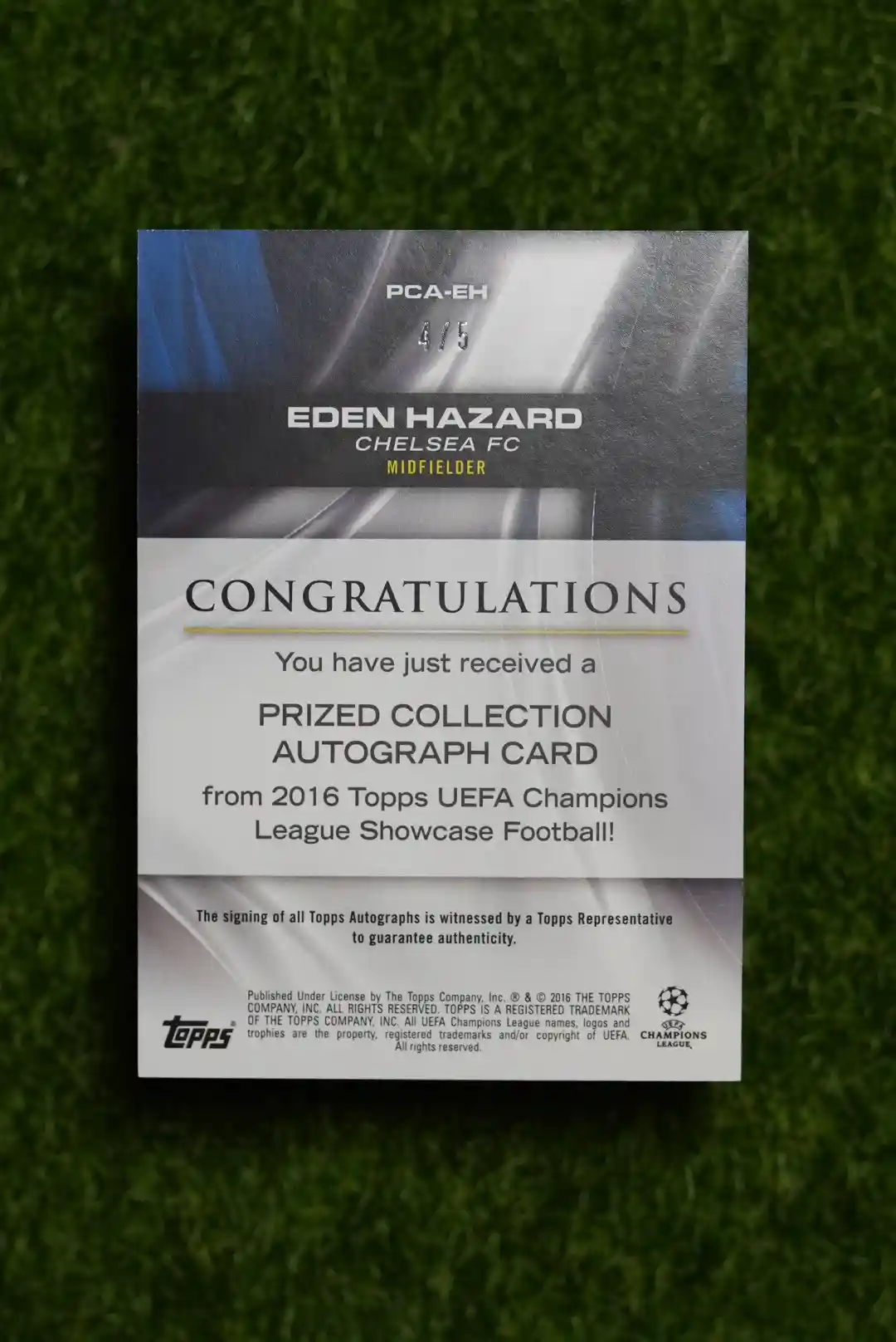 2016 Topps UEFA Champions League Showcase Eden Hazard Prized Collection Autograph 4/5 - Image 2