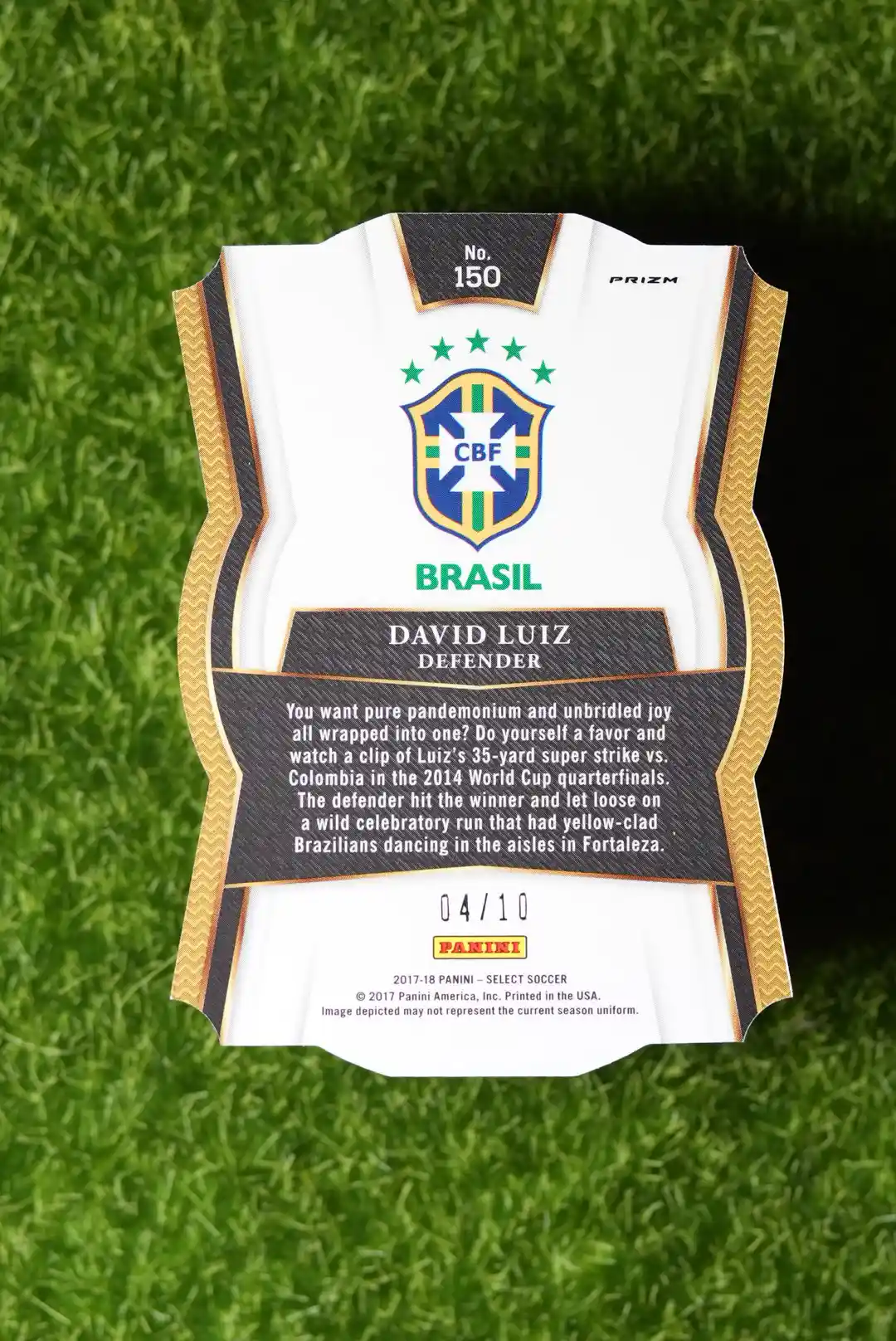 2017-18 Panini Select David Luiz Gold Prizm Die-Cut 04/10 - Image 2