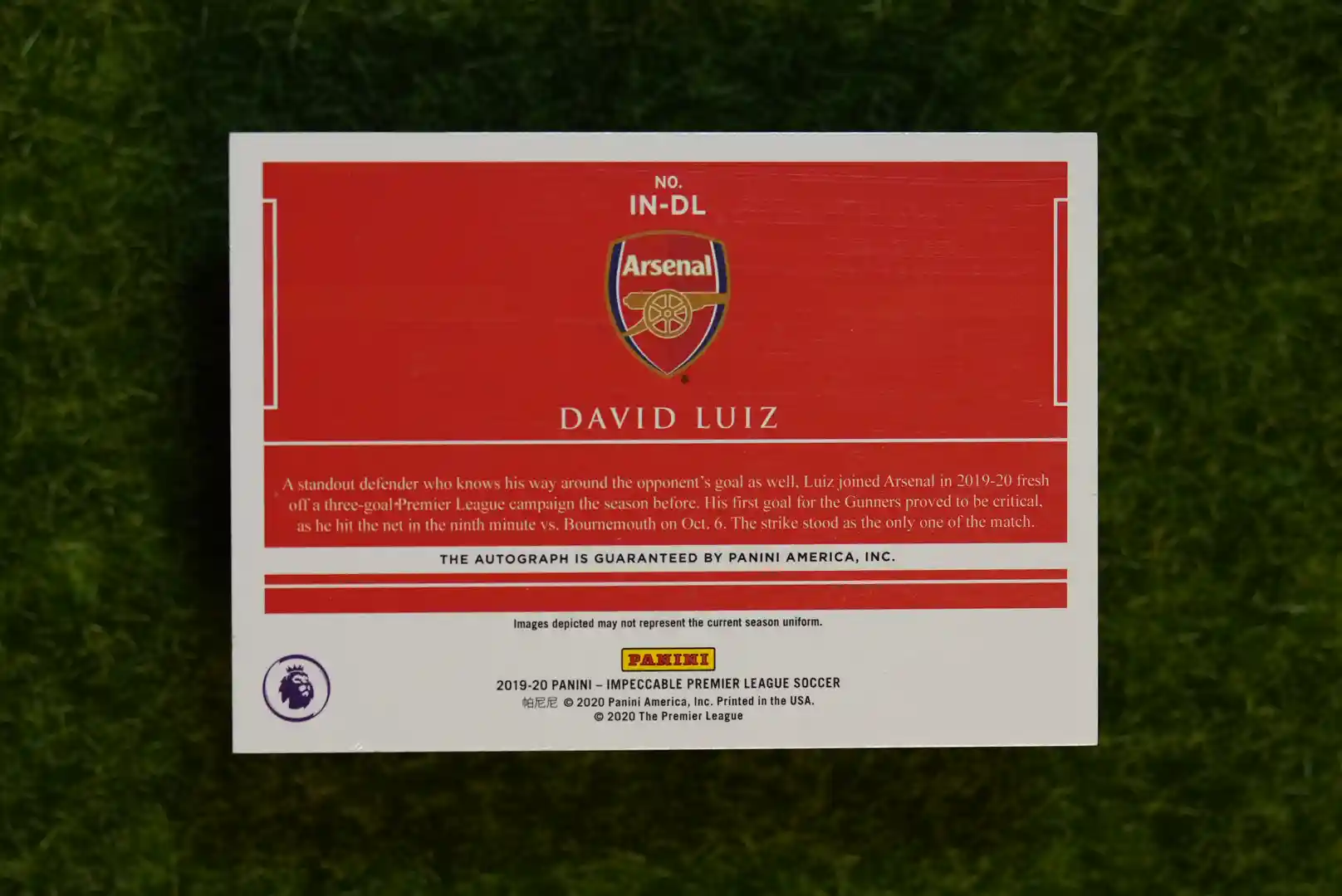 2019-20 Panini Impeccable David Luiz Indelible Ink Auto 07/10 - Image 2