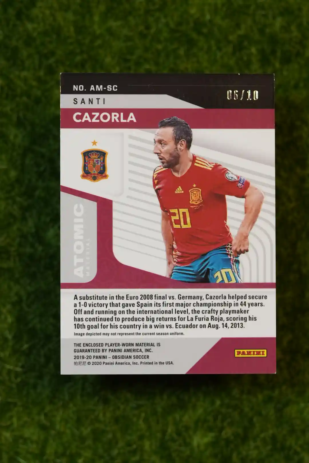 2019-20 Panini Obsidian Santi Cazorla Atomic Material Green 05/10 - Image 2