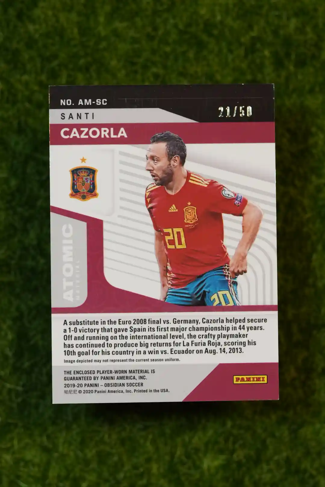 2019-20 Panini Obsidian Santi Cazorla Atomic Material Orange 21/50 - Image 2