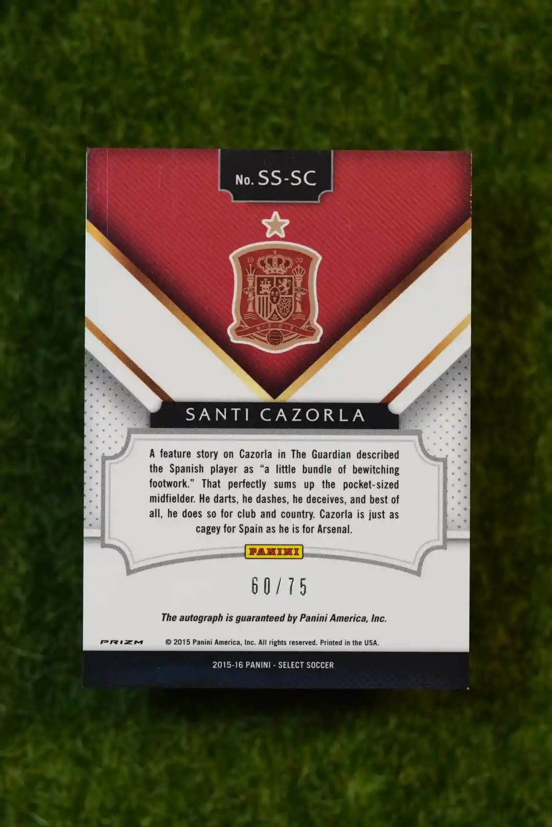 2015-16 Panini Select Santi Cazorla Select Signatures Orange 60/75 - Image 2