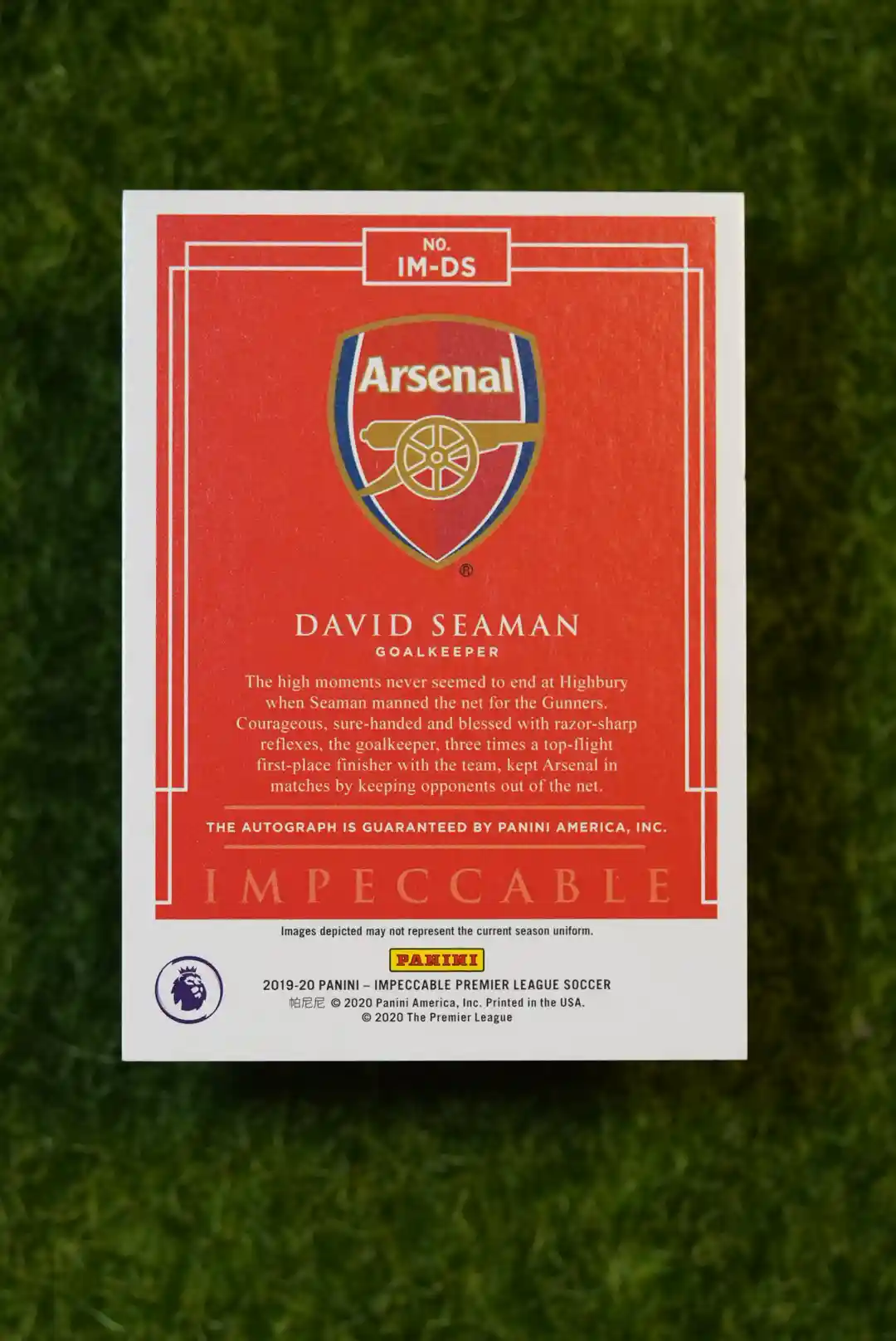 2019-20 Panini Impeccable David Seaman Immortal Ink Auto 10/10 - Image 2