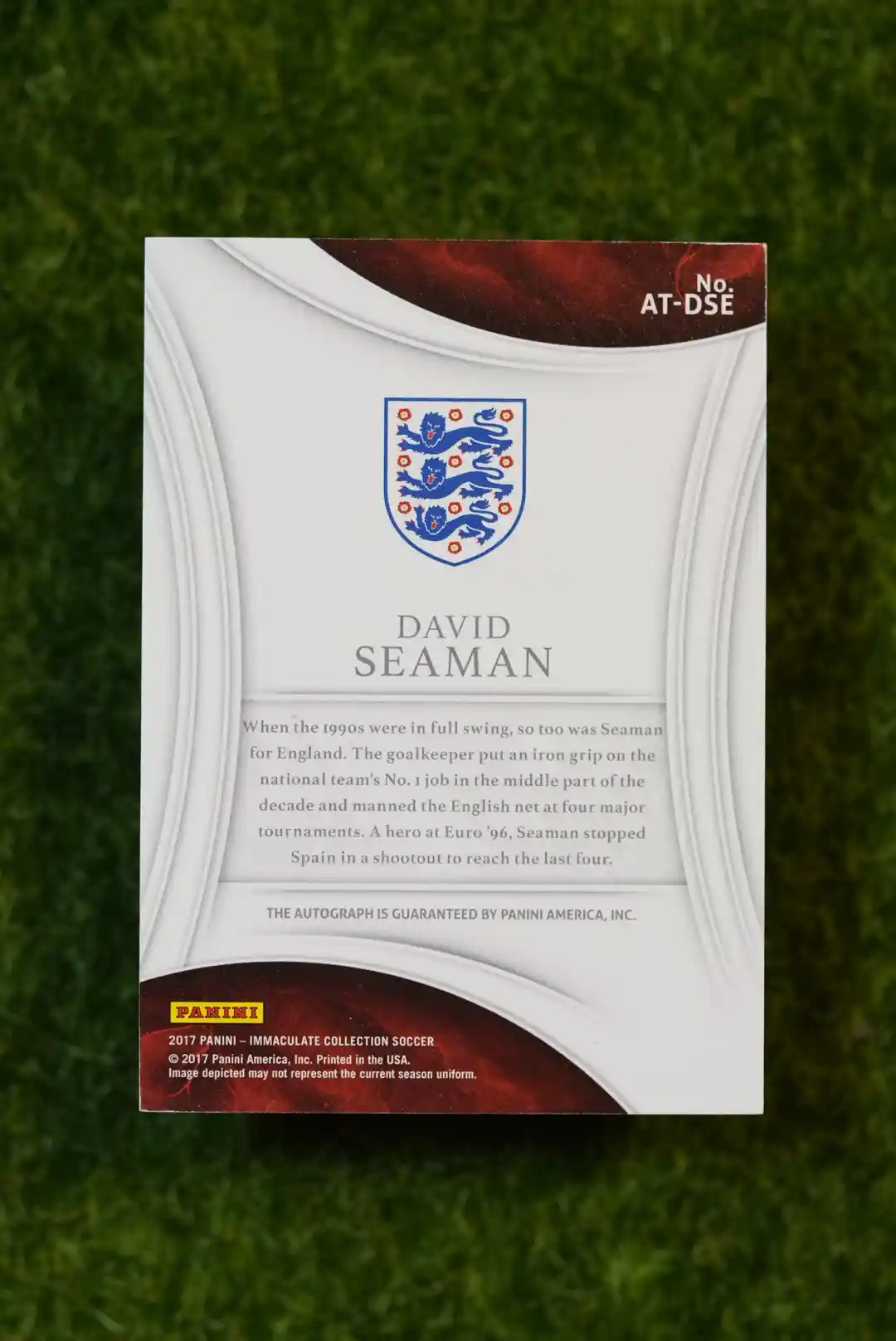 2017 Panini Immaculate Collection David Seaman All-Time Greats Auto 23/99 - Image 2