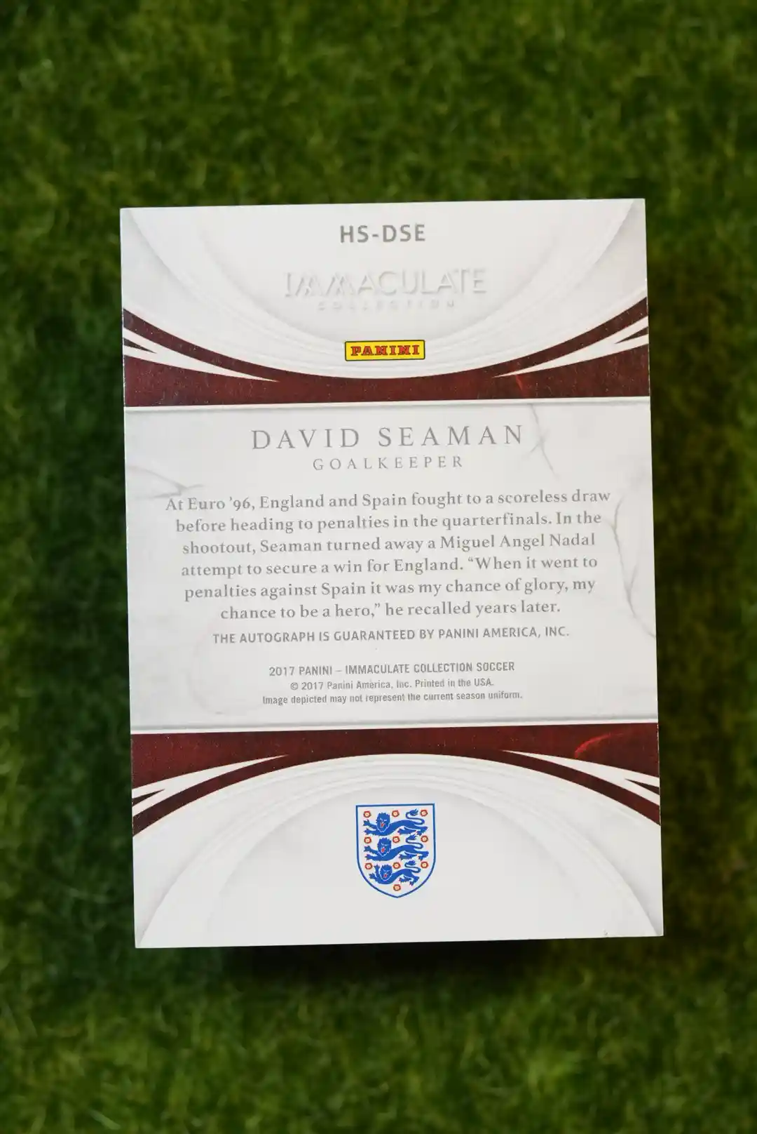 2017 Panini Immaculate Collection David Seaman Historical Significance Auto 9/10 - Image 2
