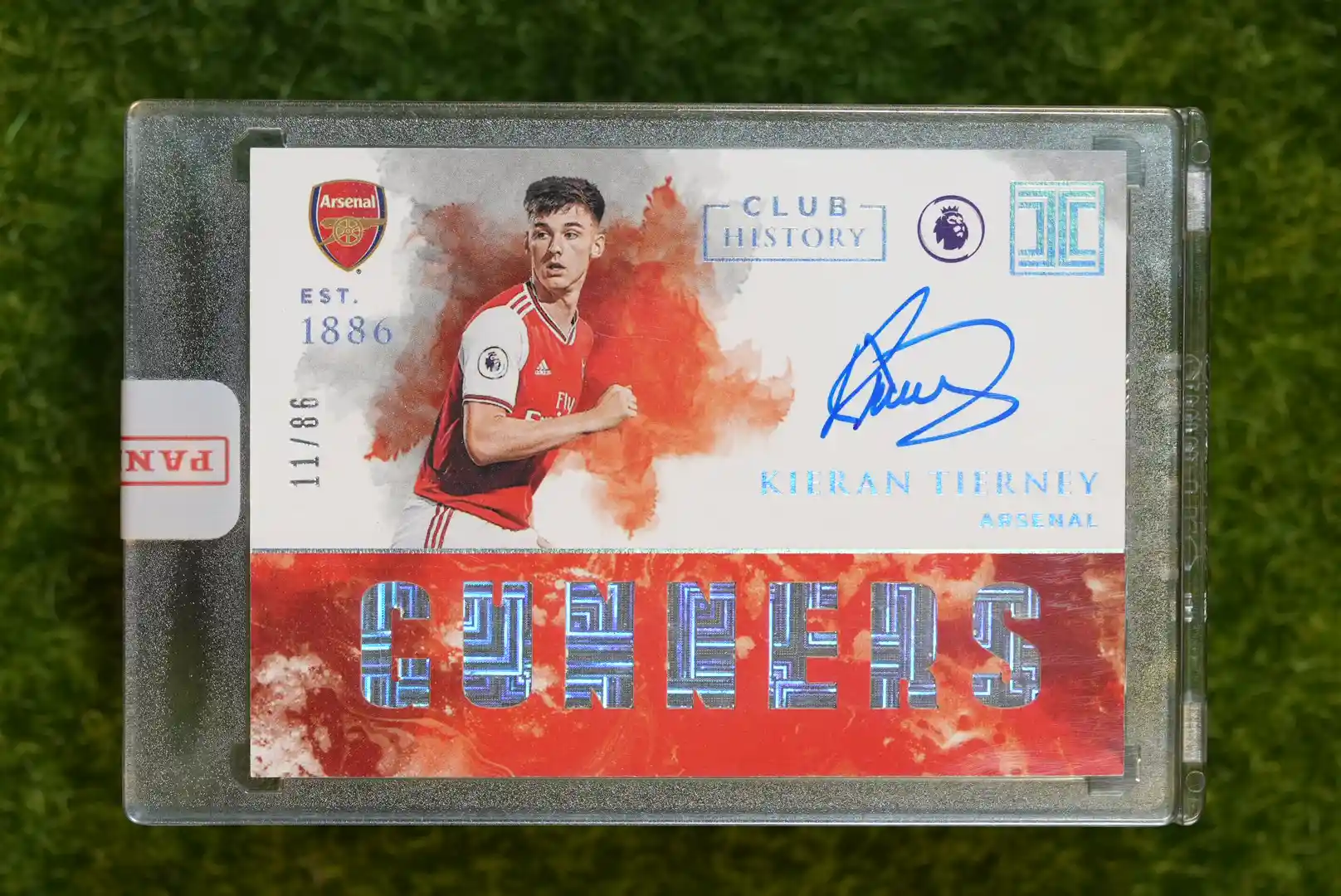 2019-20 Panini Impeccable Kieran Tierney Club History Gunners Patch Auto 11/86