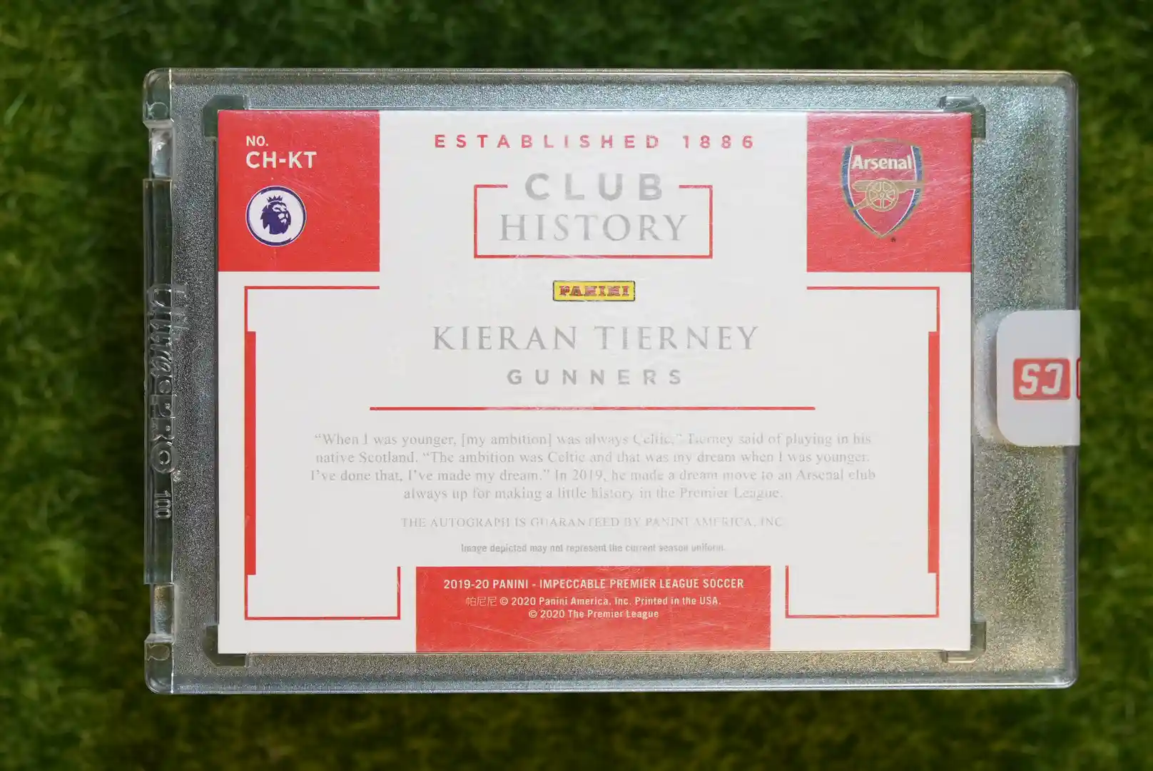 2019-20 Panini Impeccable Kieran Tierney Club History Gunners Patch Auto 11/86 - Image 2