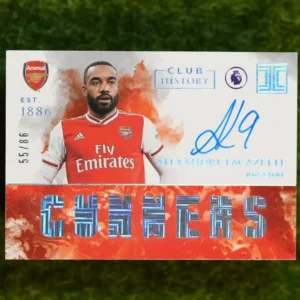 2019-20 Panini Impeccable Alexandre Lacazette Club History Gunners Patch Auto 55/86