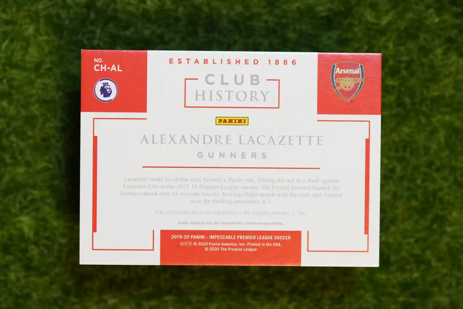 2019-20 Panini Impeccable Alexandre Lacazette Club History Gunners Patch Auto 55/86 - Image 2