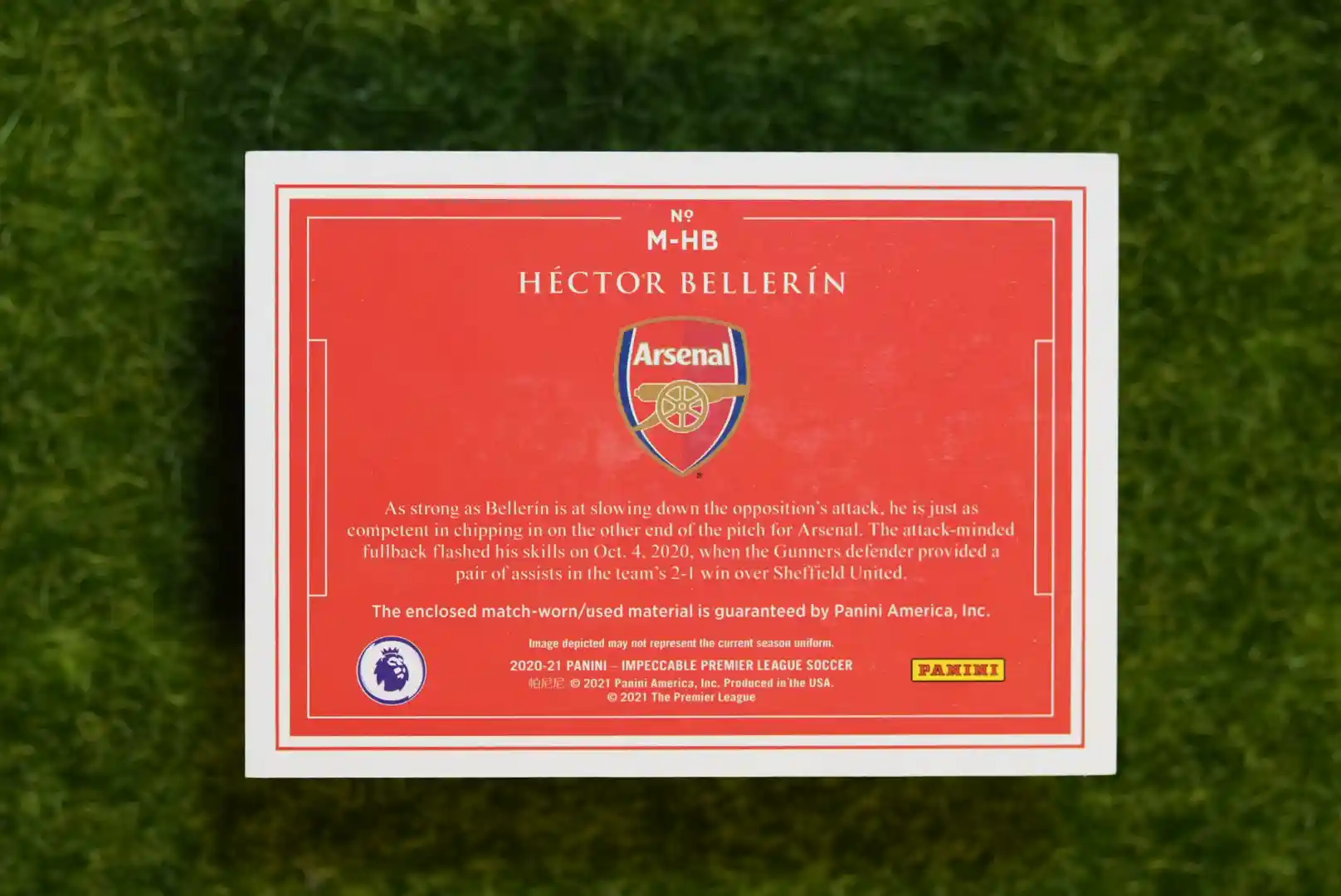 2020-21 Panini Impeccable Héctor Bellerín Match-Worn Material 3/5 - Image 2