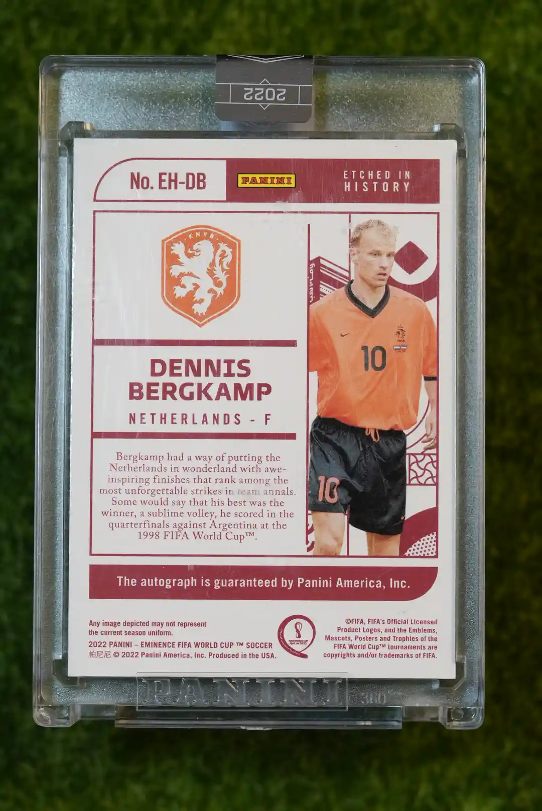 2022 Panini Eminence FIFA World Cup Dennis Bergkamp Etched in History Platinum Bar Auto - Image 2