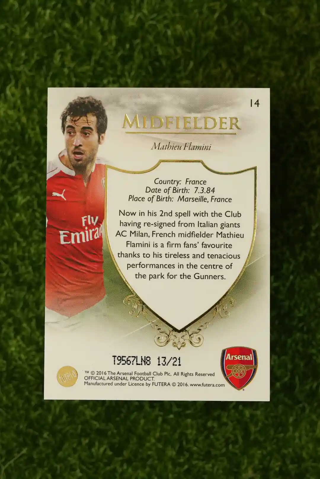 2016 Futera Arsenal Mathieu Flamini 13/21 - Image 2