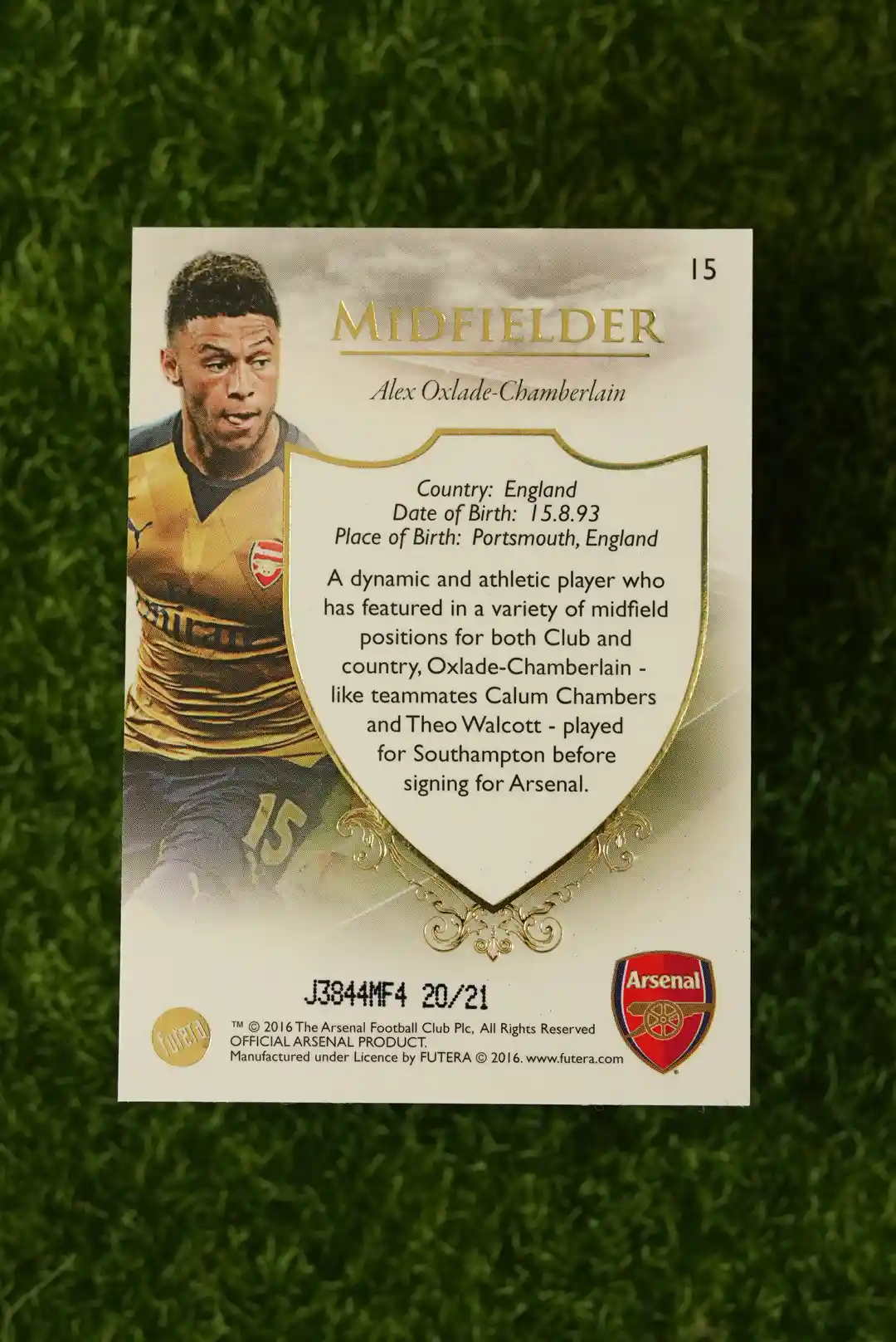 2016 Futera Arsenal Alex Oxlade-Chamberlain 20/21 - Image 2