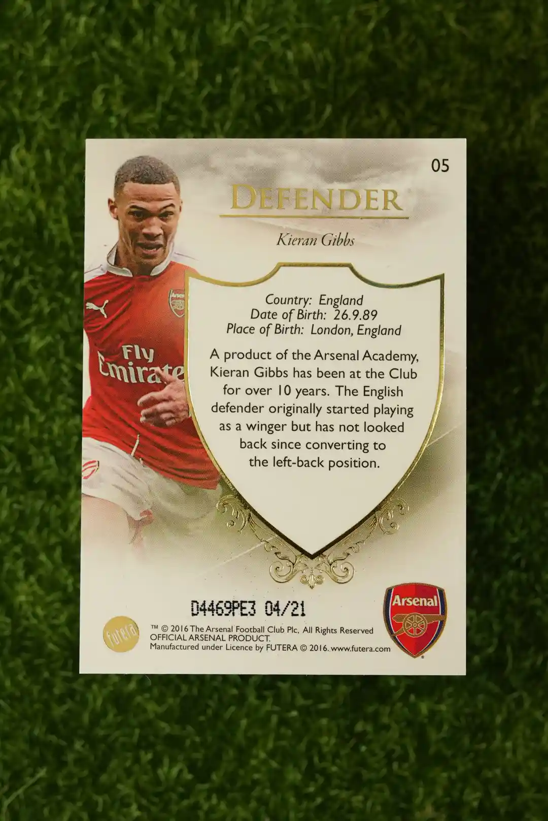 2016 Futera Arsenal Kieran Gibbs 04/21 - Image 2