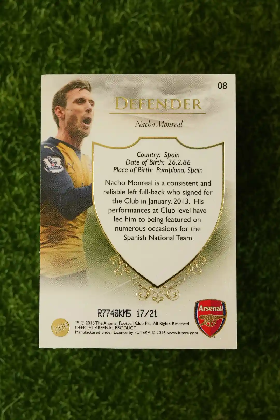 2016 Futera Arsenal Nacho Monreal 17/21 - Image 2
