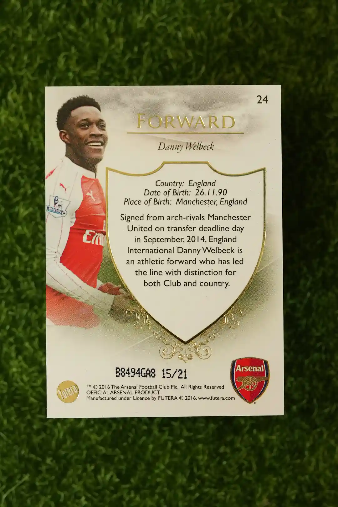 2016 Futera Arsenal Danny Welbeck 15/21 - Image 2