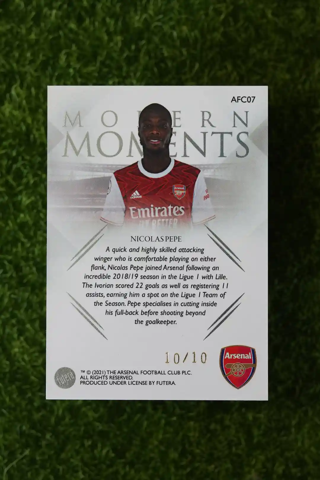 2021 Futera Arsenal Nicolas Pepe Modern Moments 10/10 - Image 2