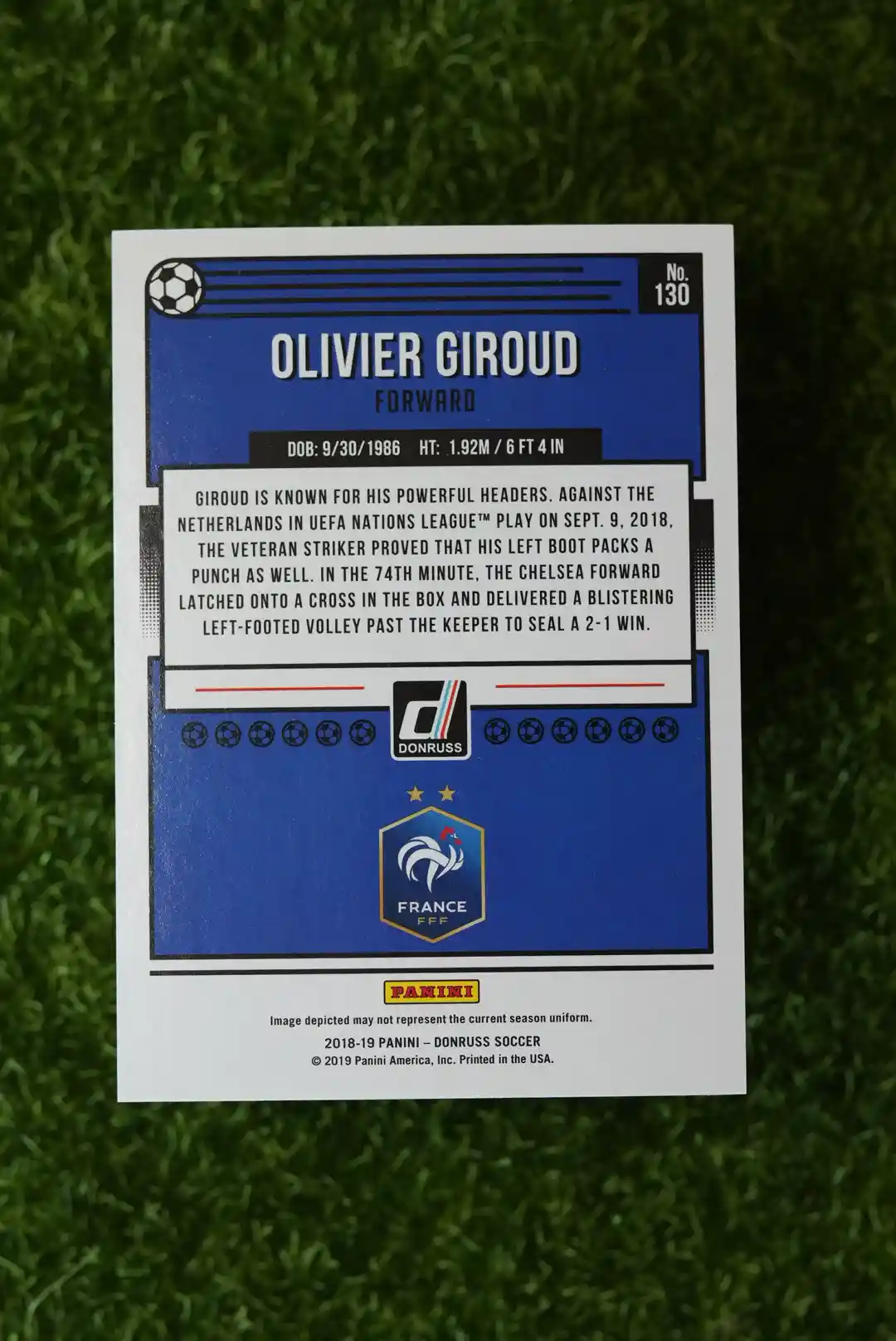 2018-19 Panini Donruss Olivier Giroud Press Proof Gold 32/75 - Image 2
