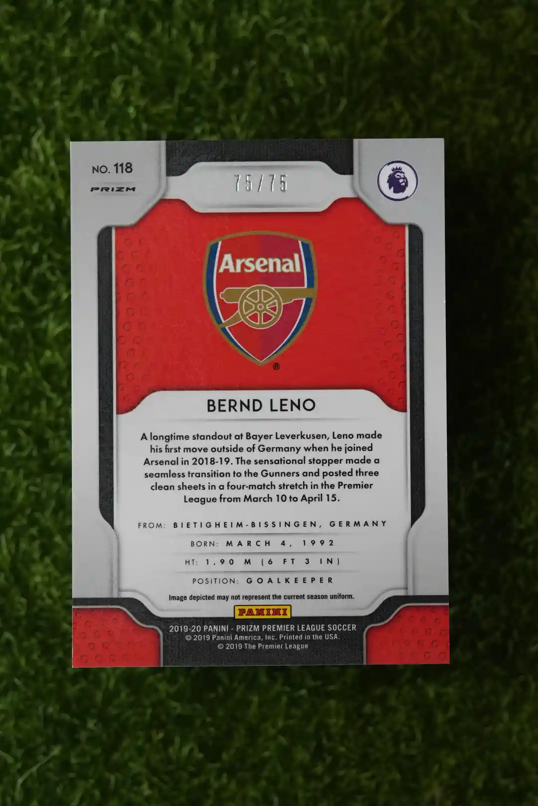 2019-20 Panini Prizm Bernd Leno Blue Ice Prizm 75/75 - Image 2
