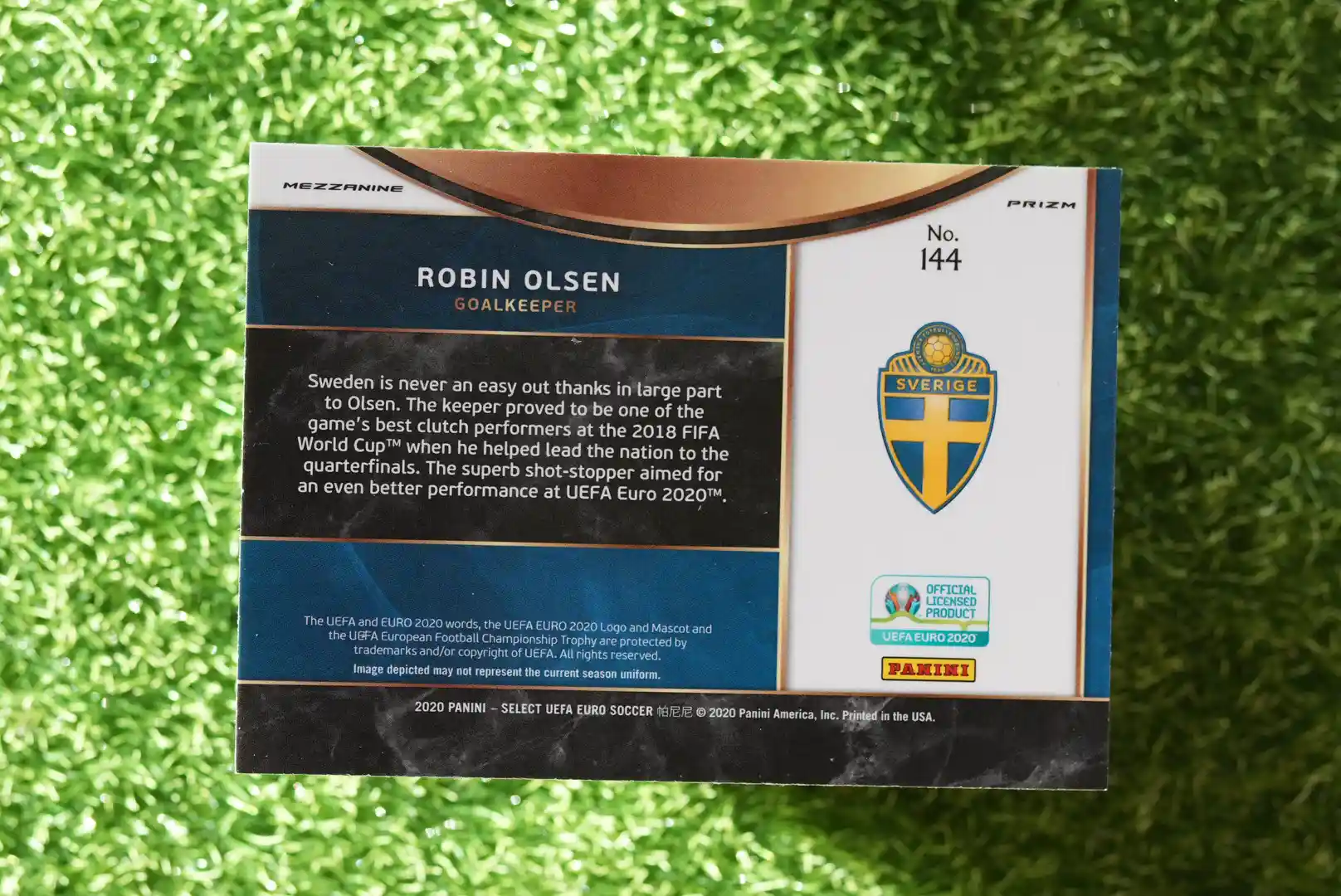 2020 Panini Select UEFA Euro Robin Olsen Mezzanine Tri-Color Prizm - Image 2