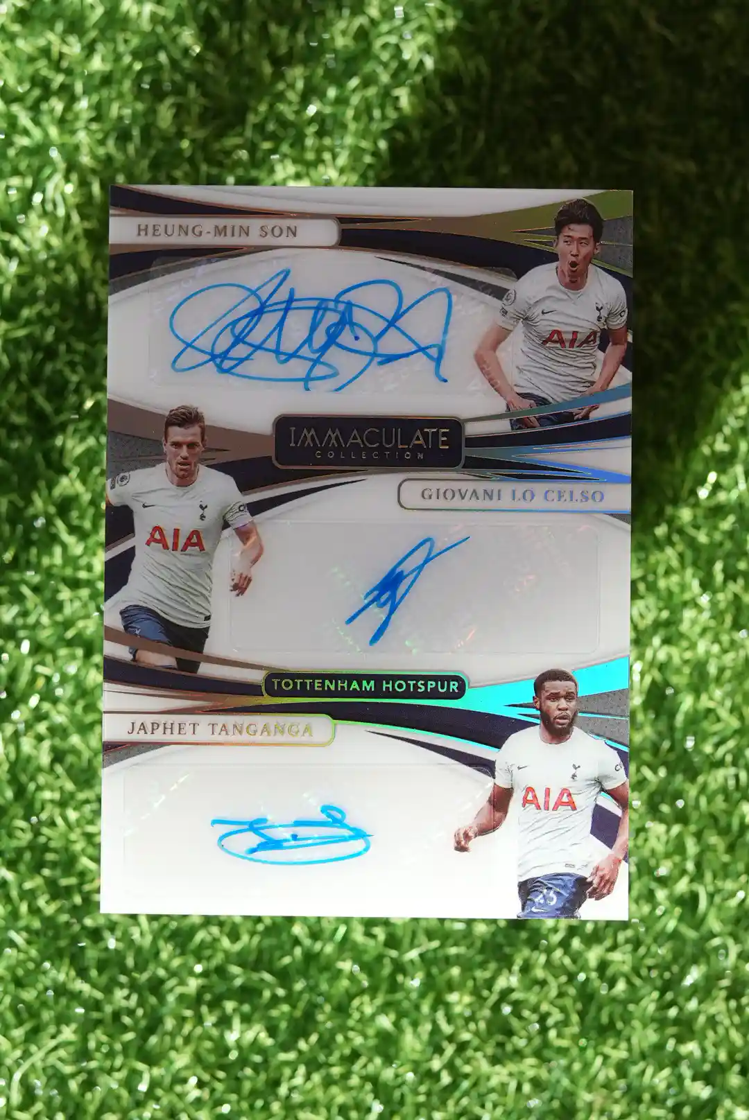 2021 Panini Immaculate Collection Heung-Min Son, Giovani Lo Celso & Japhet Tanganga Triple Autographs 16/25