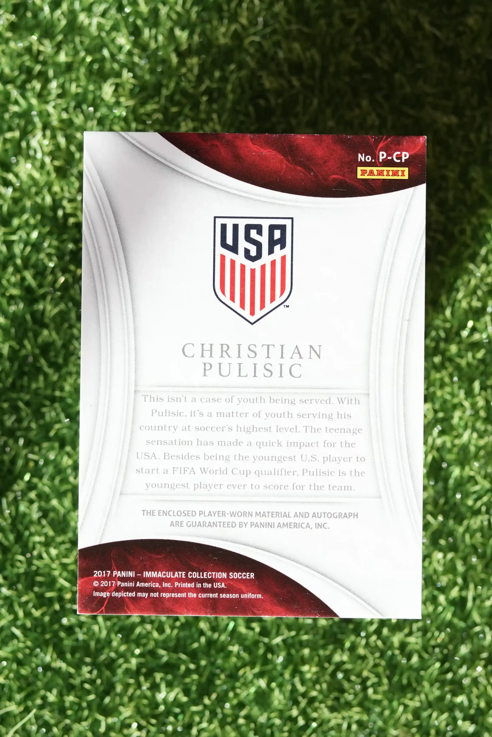 2017 Panini Immaculate Collection Christian Pulisic Patch Auto 01/10 - Image 2