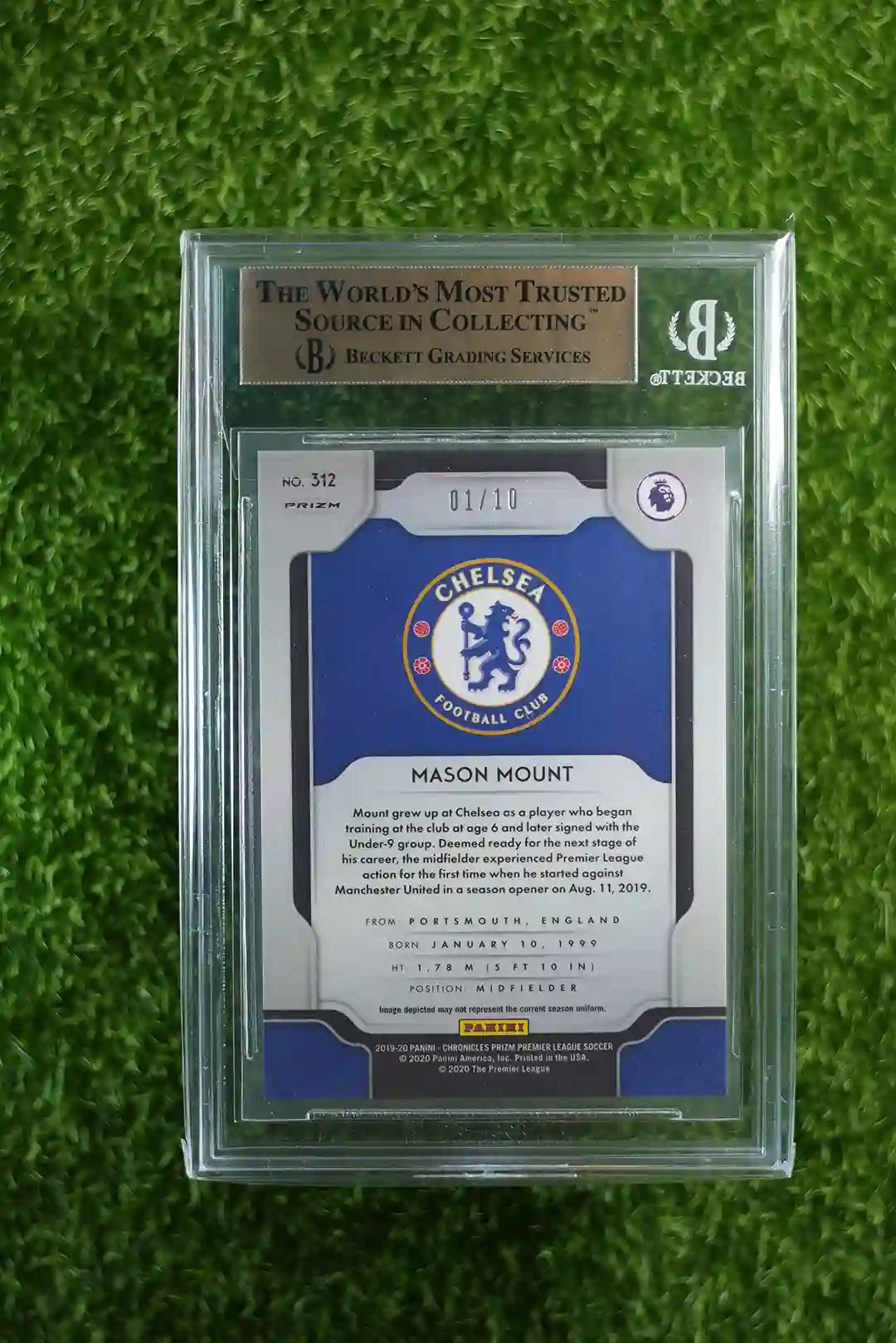 2019-20 Panini Prizm EPL Soccer Mason Mount Prizms Gold Rookie Card, Gold Prizm #312 - Image 2