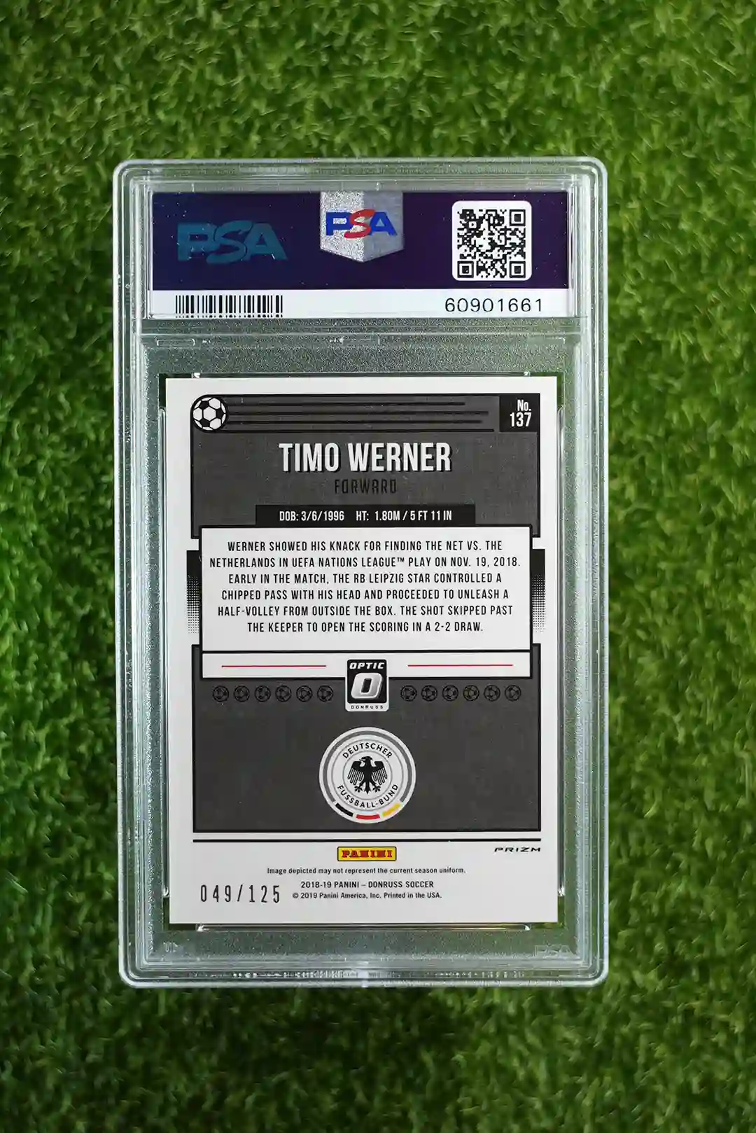 2018 Panini Donruss Optic Soccer Timo Werner Purple Velocity Purple Velocity Parallel #137 - Image 2