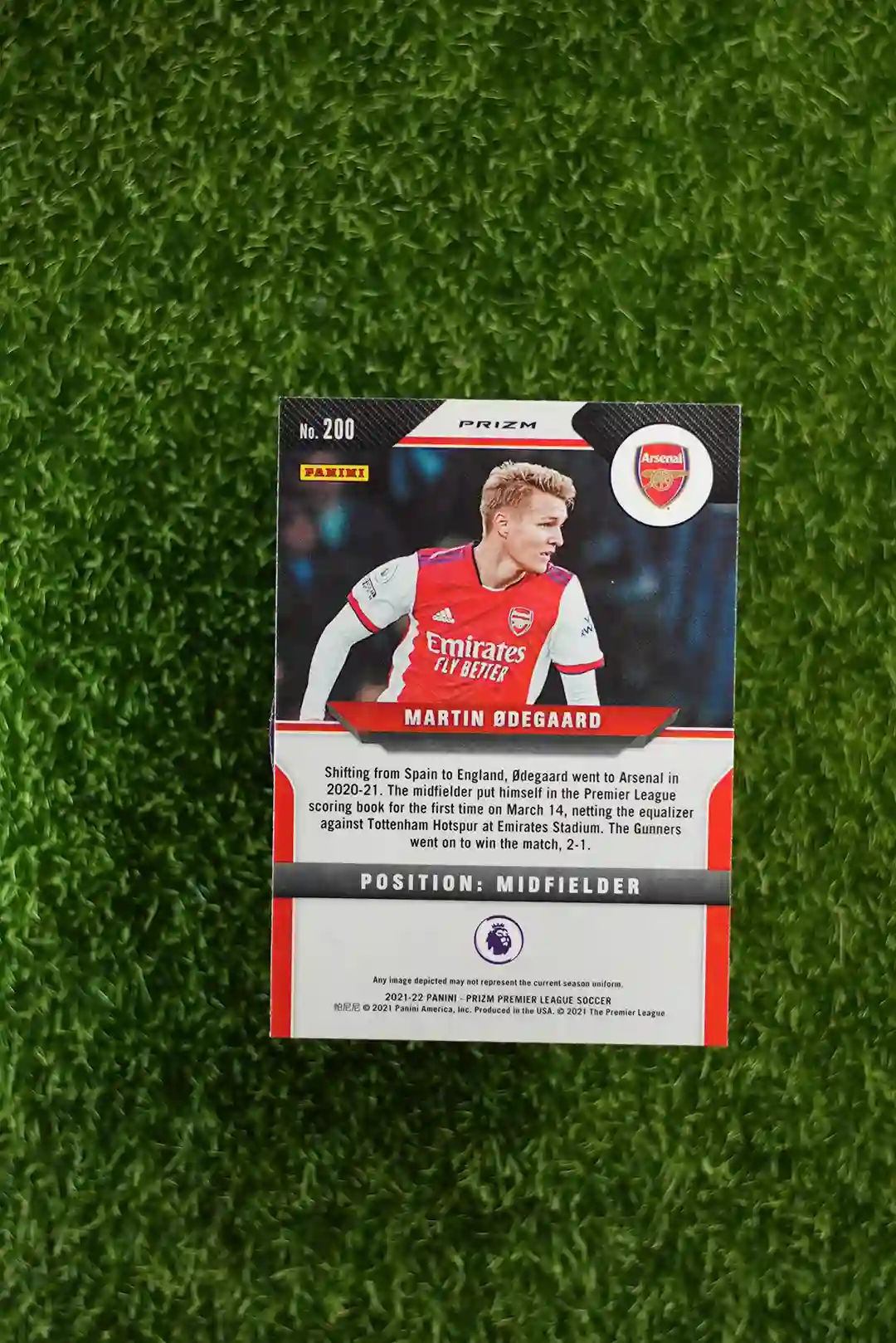 2021 Prizm Premier League Soccer Martin Ødegaard Base - Image 2
