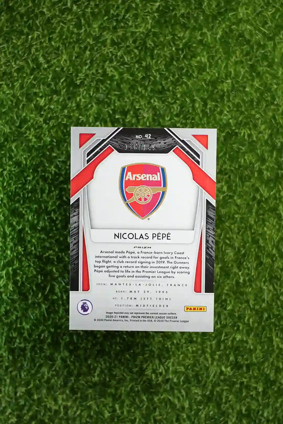 2020 Panini Prizm Premier League Soccer Nicolas Pépé Orange Prizm #42 - Image 2