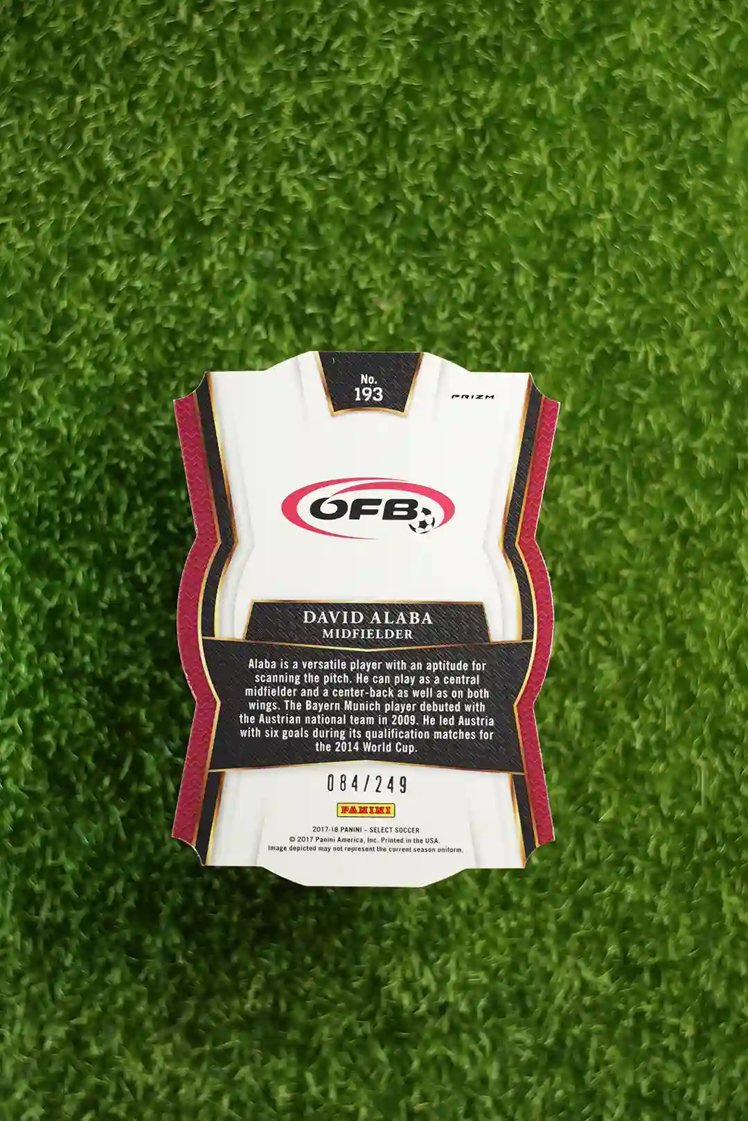 2017-18 Panini Select Soccer David Alaba Base No 193 064/249 - Image 2