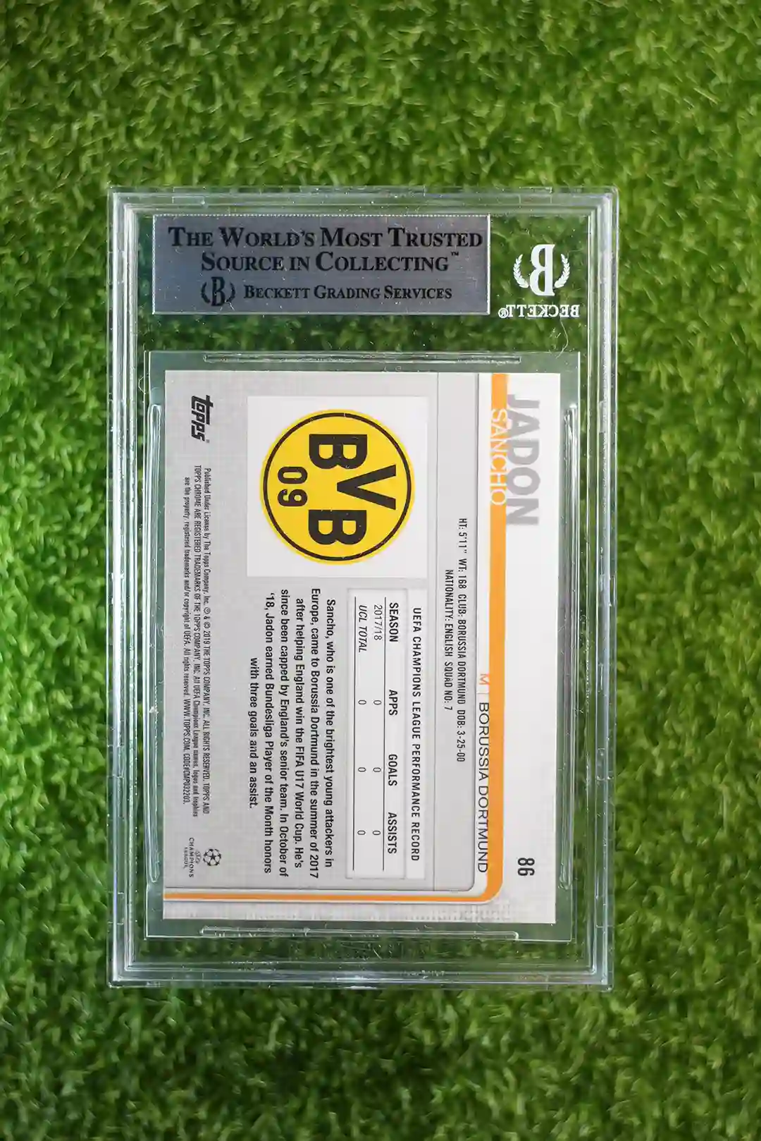 2018 Topps Chrome UEFA Champions League Jadon Sancho #80 - Image 2