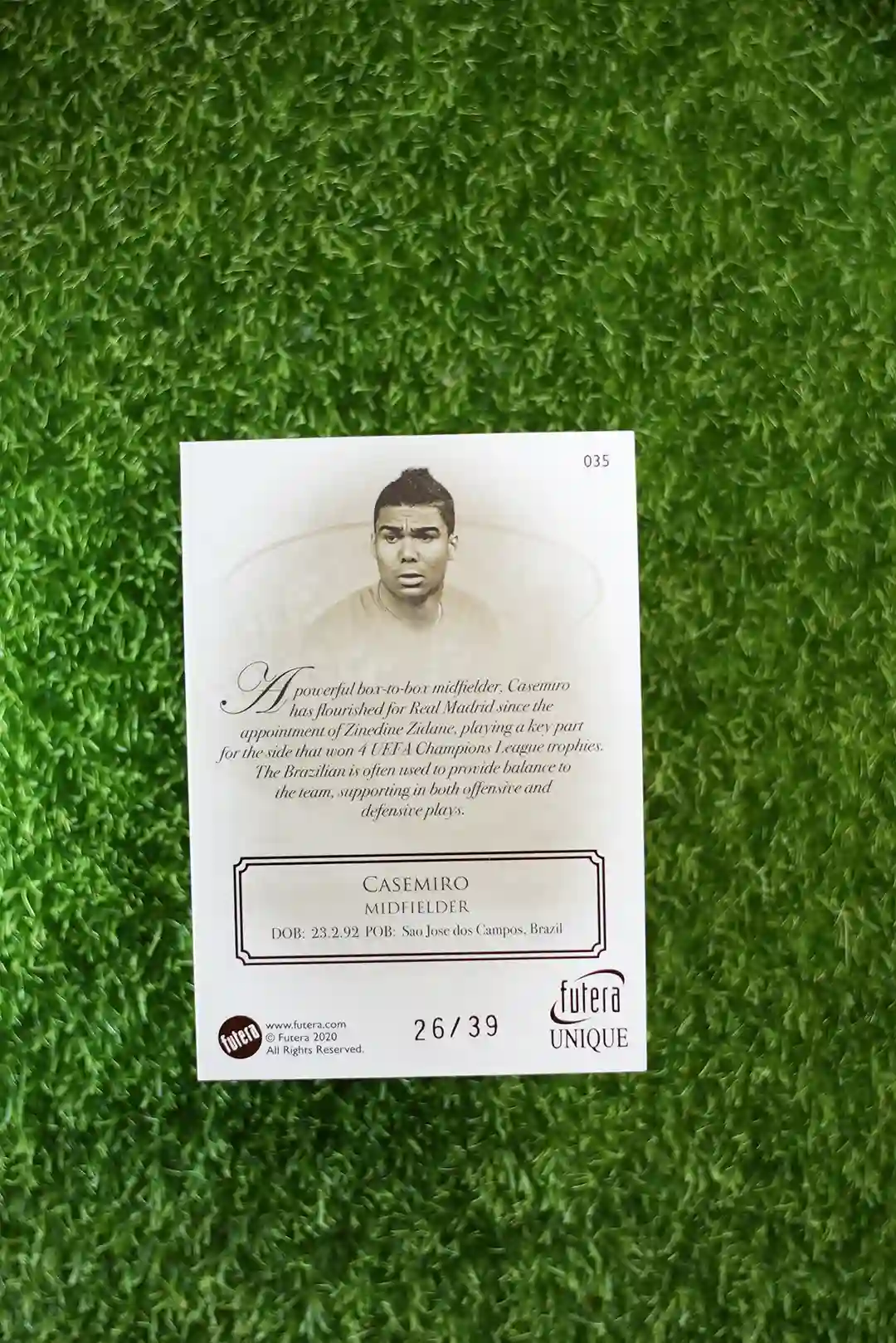 2020 Futera Unique Heritage Casemiro Numbered Parallel 26/39 - Image 2