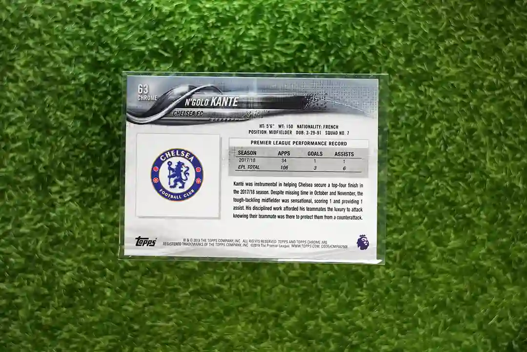 2018 Topps Chrome N'Golo Kante EPL Chrome - Image 2