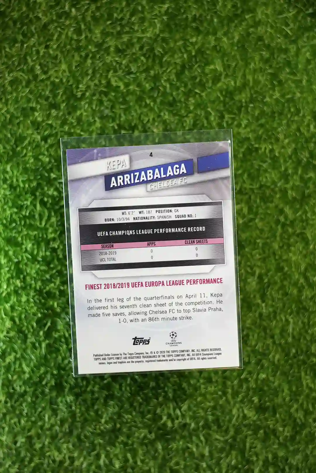 2020 Topps Finest Champions League Kepa Arrizabalaga Base 4 - Image 2