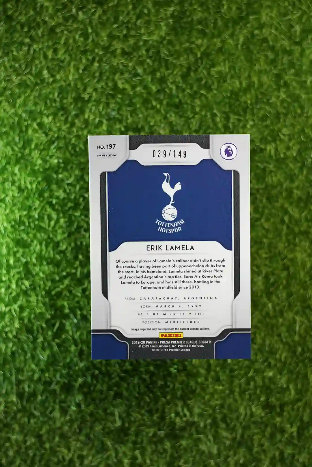 2019-20 Panini Prizm Premier League Soccer Erik Lamela 039/149 - Image 2