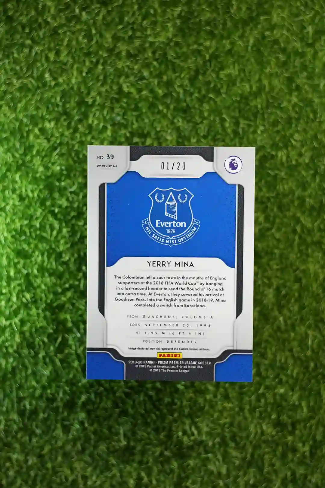 2019-20 Prizm Premier League Soccer Yerry Mina Black Prizm 01/20 - Image 2