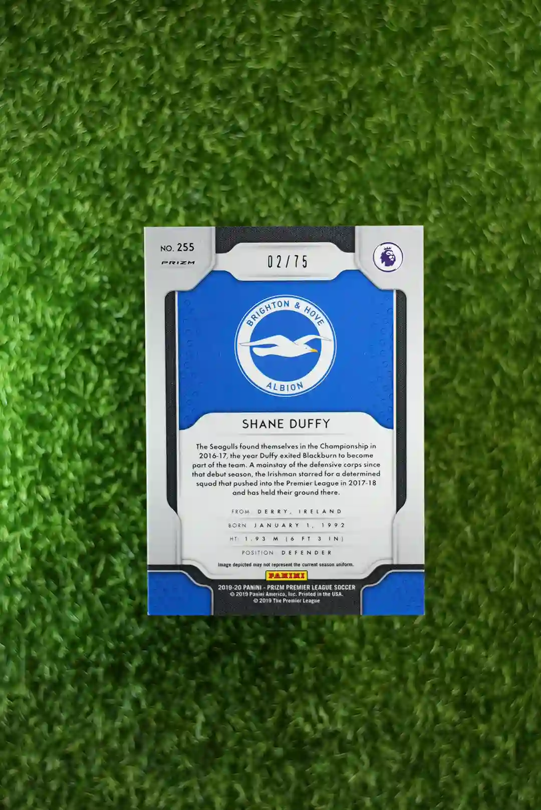 2019-20 Prizm Premier League Soccer Shane Duffy Purple Prizm Disco 02/75 - Image 2