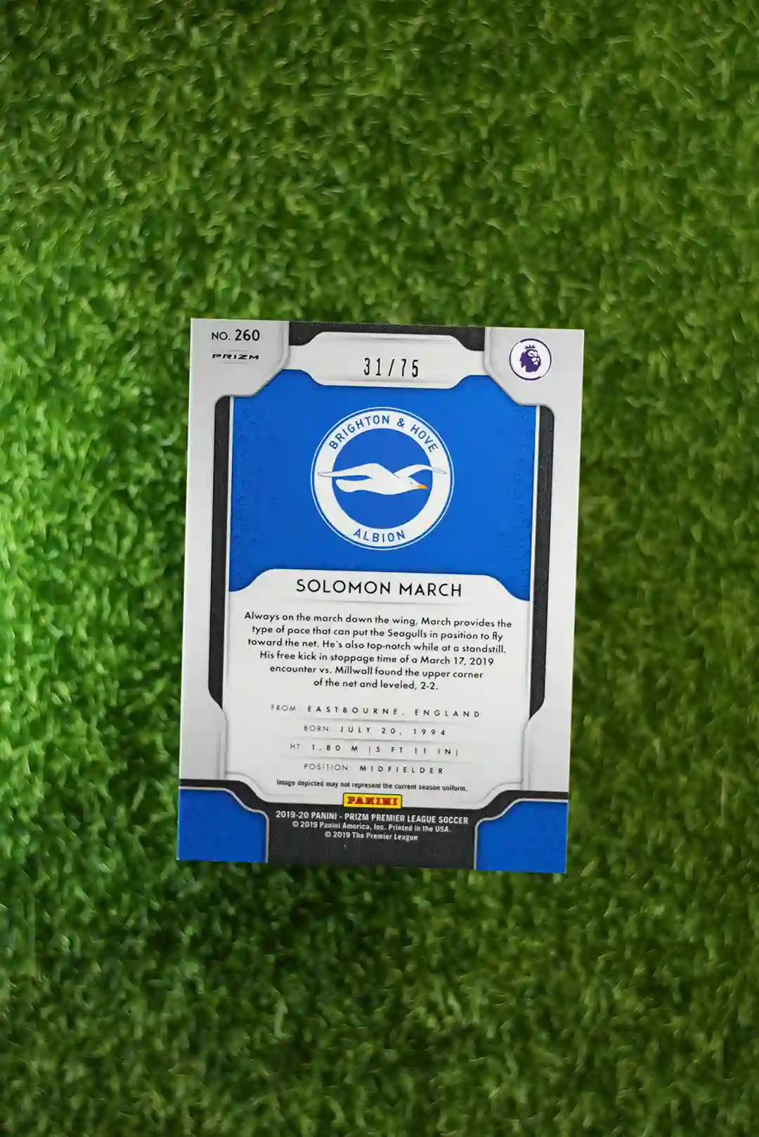 2019-20 Prizm Premier League Soccer Solomon March Purple Prizm Disco 31/75 - Image 2