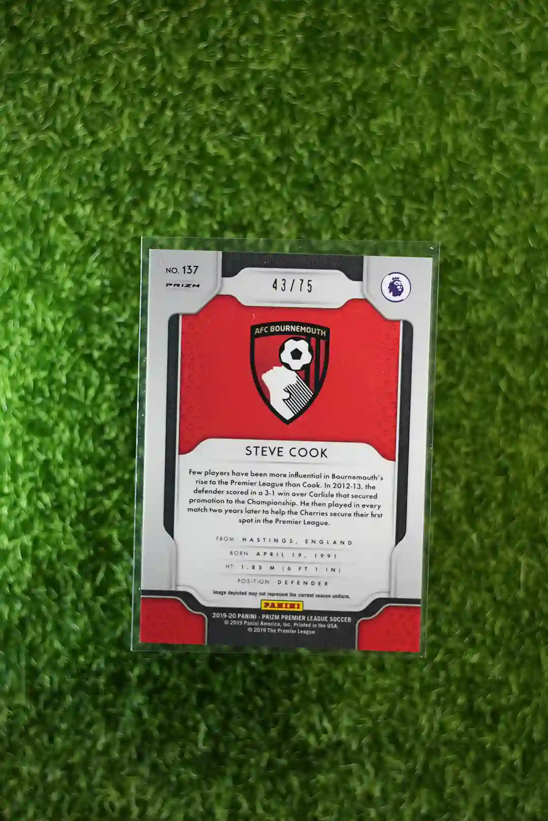 2019-20 Prizm Premier League Soccer Steve Cook Purple Prizm 43/75 - Image 2